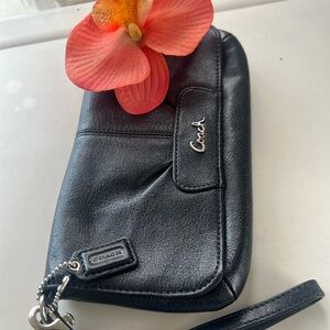 Coach Black Leather Wristlet
